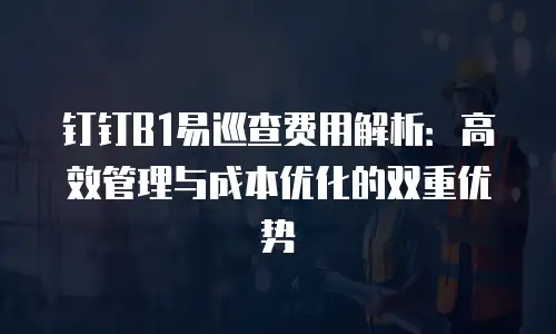 钉钉B1易巡查费用解析：高效管理与成本优化的双重优势