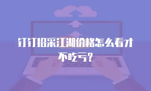 钉钉招采江湖价格怎么看才不吃亏？