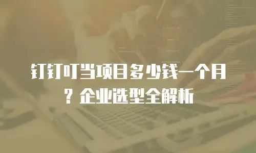 钉钉叮当项目多少钱一个月？企业选型全解析