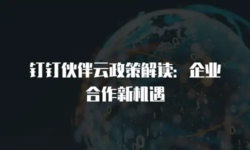钉钉伙伴云政策解读：企业合作新机遇