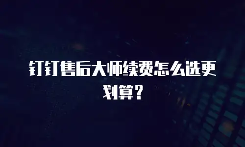 钉钉售后大师续费怎么选更划算？