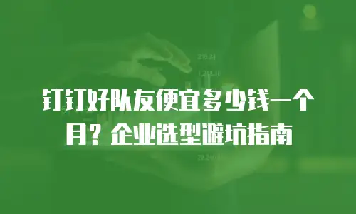 钉钉好队友便宜多少钱一个月？企业选型避坑指南