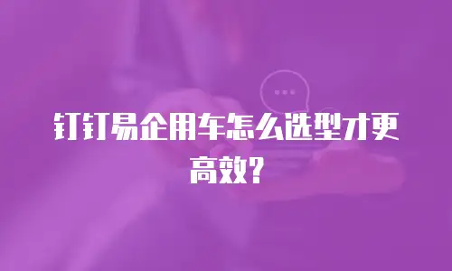 钉钉易企用车怎么选型才更高效？