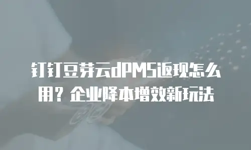 钉钉豆芽云dPMS返现怎么用？企业降本增效新玩法