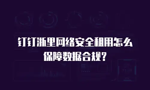 钉钉浙里网络安全租用怎么保障数据合规？