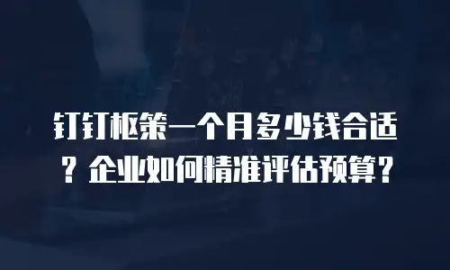 钉钉枢策一个月多少钱合适？企业如何精准评估预算？
