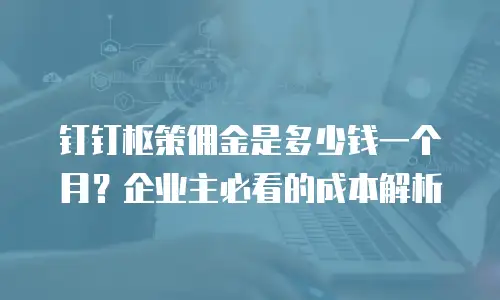 钉钉枢策佣金是多少钱一个月？企业主必看的成本解析