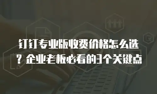 钉钉专业版收费价格怎么选？企业老板必看的3个关键点