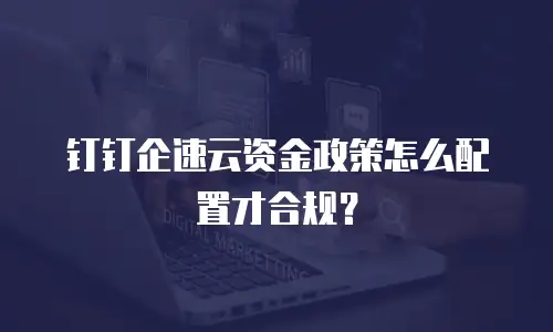 钉钉企速云资金政策怎么配置才合规？