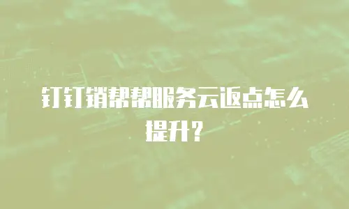 钉钉销帮帮服务云返点怎么提升？