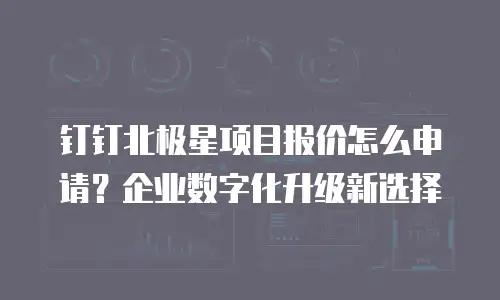 钉钉北极星项目报价怎么申请？企业数字化升级新选择