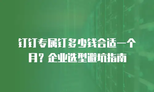 钉钉专属钉多少钱合适一个月？企业选型避坑指南