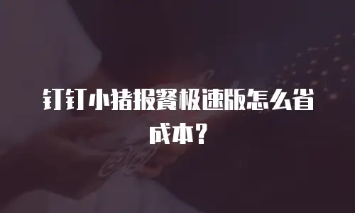 钉钉小猪报餐极速版怎么省成本？