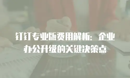 钉钉专业版费用解析：企业办公升级的关键决策点