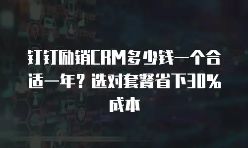 钉钉励销CRM多少钱一个合适一年？选对套餐省下30%成本