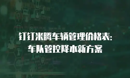 钉钉米腾车辆管理价格表：车队管控降本新方案