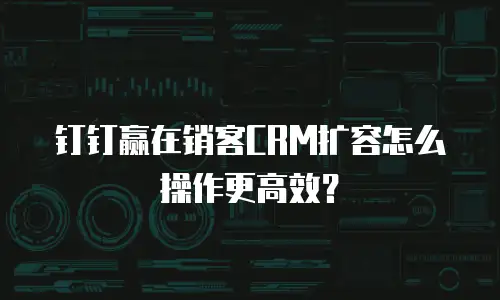 钉钉赢在销客CRM扩容怎么操作更高效？