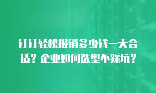 钉钉轻松报销多少钱一天合适？企业如何选型不踩坑？