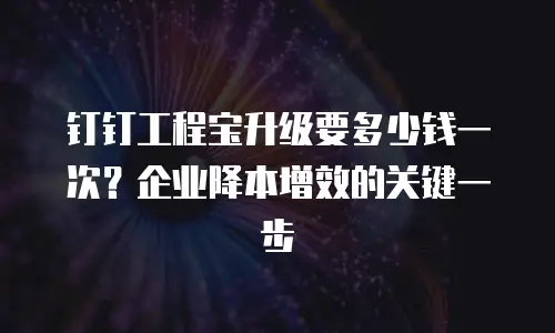 钉钉工程宝升级要多少钱一次？企业降本增效的关键一步
