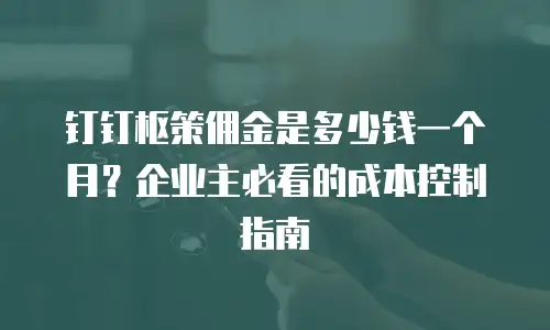 钉钉枢策佣金是多少钱一个月？企业主必看的成本控制指南