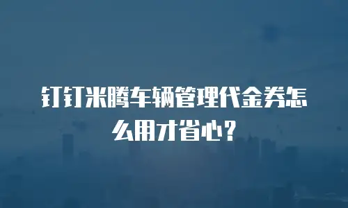 钉钉米腾车辆管理代金券怎么用才省心？