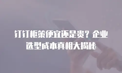 钉钉枢策便宜还是贵？企业选型成本真相大揭秘