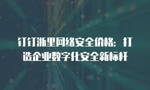 钉钉浙里网络安全价格：打造企业数字化安全新标杆