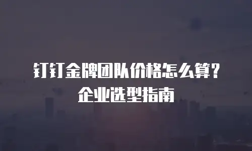 钉钉金牌团队价格怎么算？企业选型指南