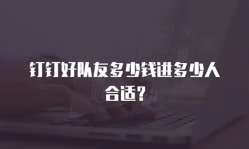 钉钉好队友多少钱进多少人合适？