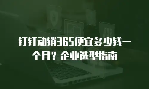 钉钉动销365便宜多少钱一个月？企业选型指南