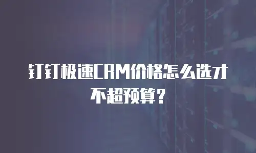 钉钉极速CRM价格怎么选才不超预算？