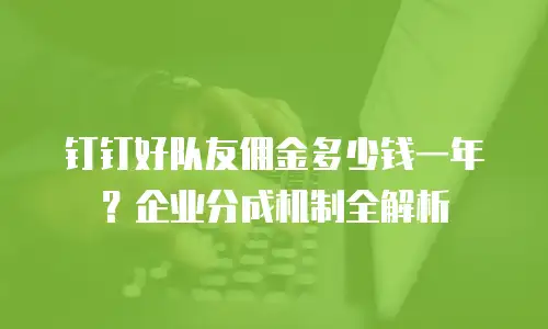 钉钉好队友佣金多少钱一年？企业分成机制全解析