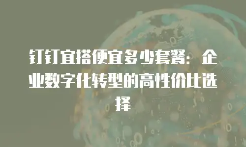 钉钉宜搭便宜多少套餐：企业数字化转型的高性价比选择