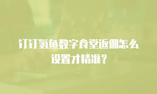 钉钉氢鱼数字食堂返佣怎么设置才精准？