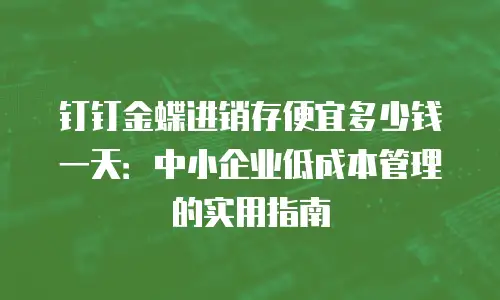 钉钉金蝶进销存便宜多少钱一天：中小企业低成本管理的实用指南