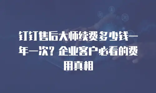 钉钉售后大师续费多少钱一年一次？企业客户必看的费用真相