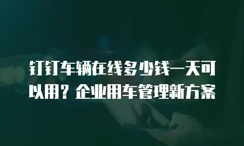 钉钉车辆在线多少钱一天可以用？企业用车管理新方案
