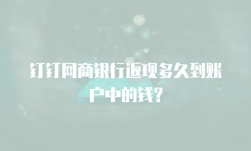 钉钉网商银行返现多久到账户中的钱？