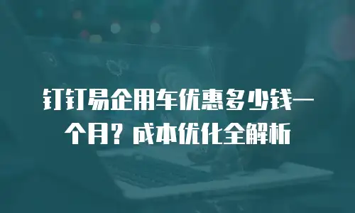 钉钉易企用车优惠多少钱一个月？成本优化全解析