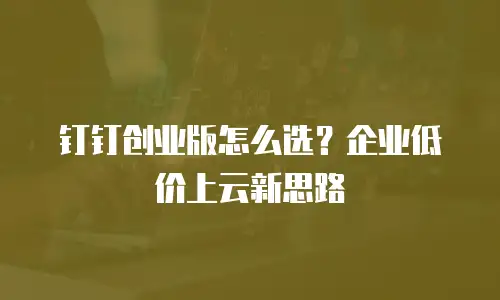 钉钉创业版怎么选？企业低价上云新思路
