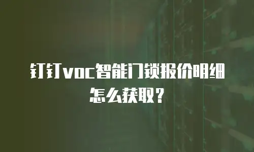 钉钉voc智能门锁报价明细怎么获取？