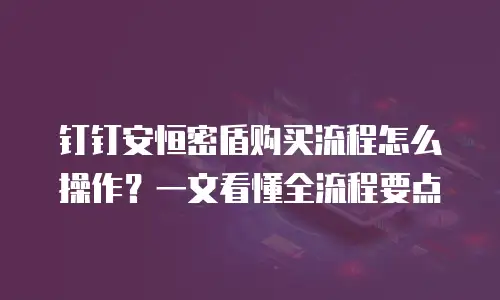 钉钉安恒密盾购买流程怎么操作？一文看懂全流程要点