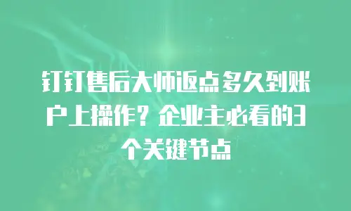 钉钉售后大师返点多久到账户上操作？企业主必看的3个关键节点