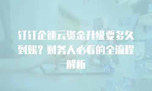 钉钉企速云资金升级要多久到账？财务人必看的全流程解析