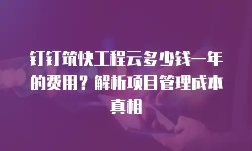 钉钉筑快工程云多少钱一年的费用？解析项目管理成本真相