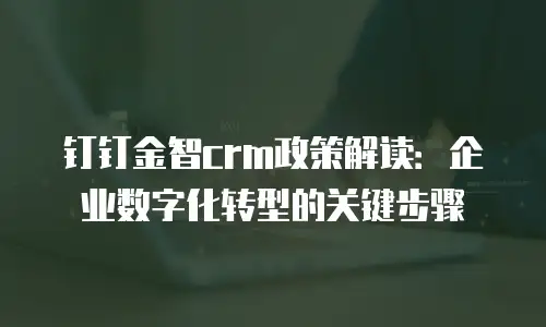 钉钉金智crm政策解读：企业数字化转型的关键步骤