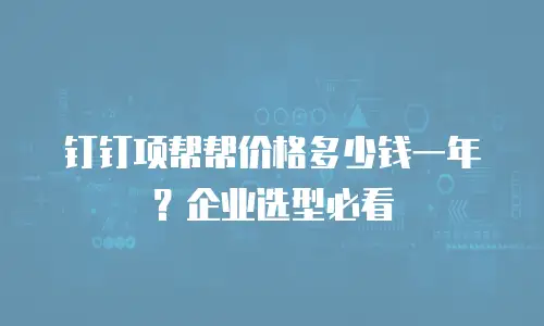 钉钉项帮帮价格多少钱一年？企业选型必看