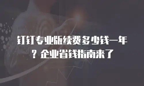 钉钉专业版续费多少钱一年？企业省钱指南来了