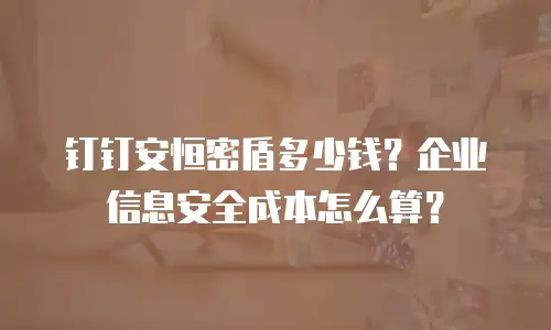 钉钉安恒密盾多少钱？企业信息安全成本怎么算？