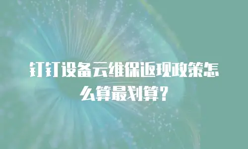 钉钉设备云维保返现政策怎么算最划算？